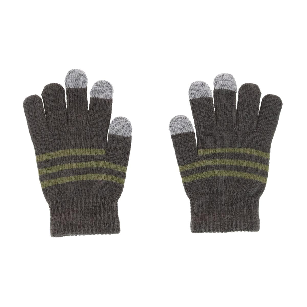 Grand Sierra Kids' One Size Striped Touchscreen Winter Glove - Dark Gray