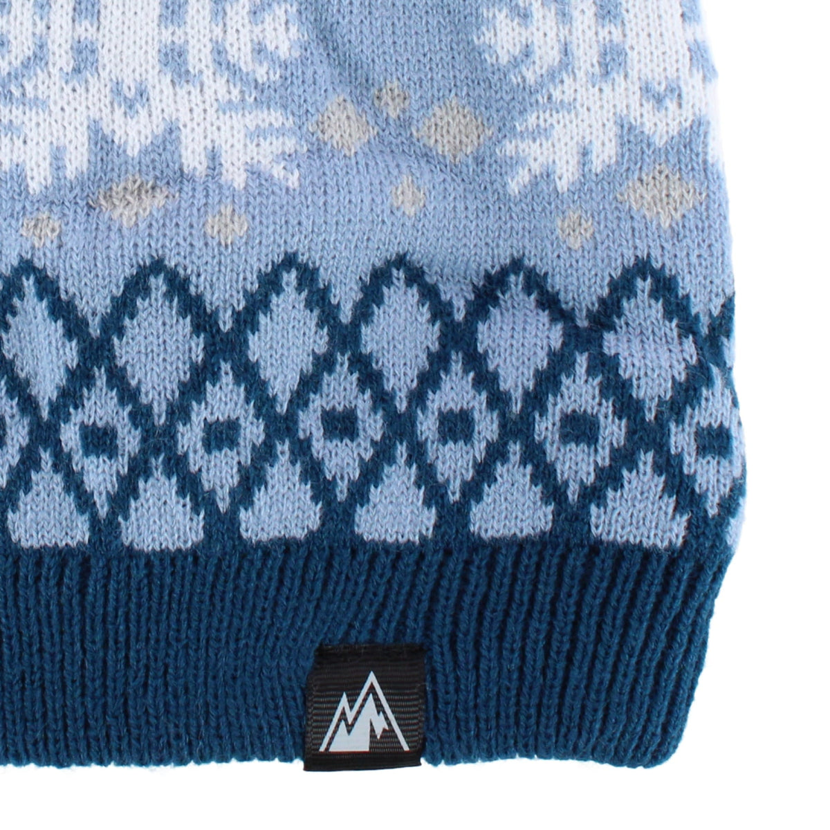 Grand Sierra Girls' Snowflake Fleece Lined Winter Beanie Hat with Pom - Blue