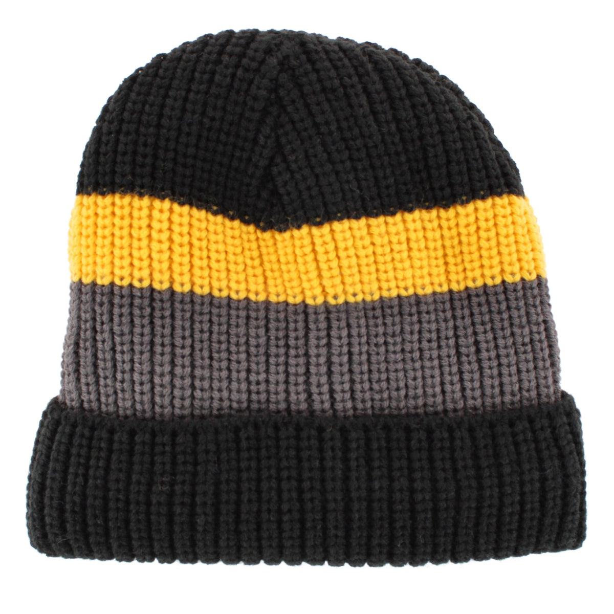 Grand Sierra Boys' Stripe Plush Lined Winter Beanie Hat, One Size - Black