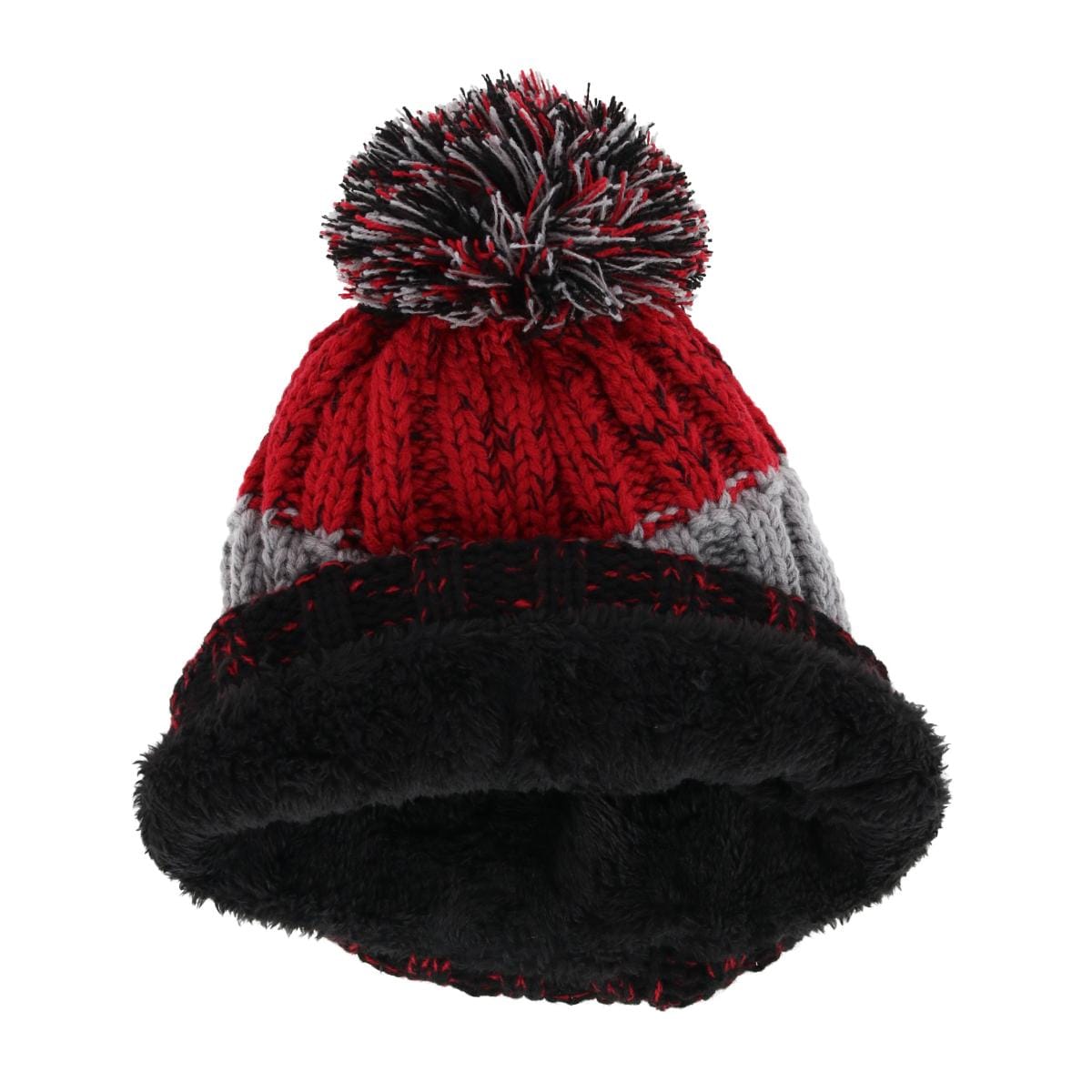 Grand Sierra Kids' Fleece Lined Chunky Marled Knit Winter Cuff Beanie - Red