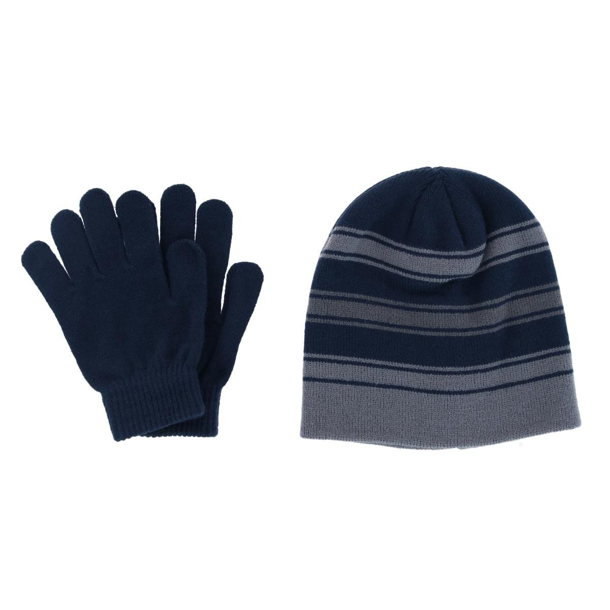 Grand Sierra Kids' 4-7 Striped 2-Piece Winter Beanie and Glove Set