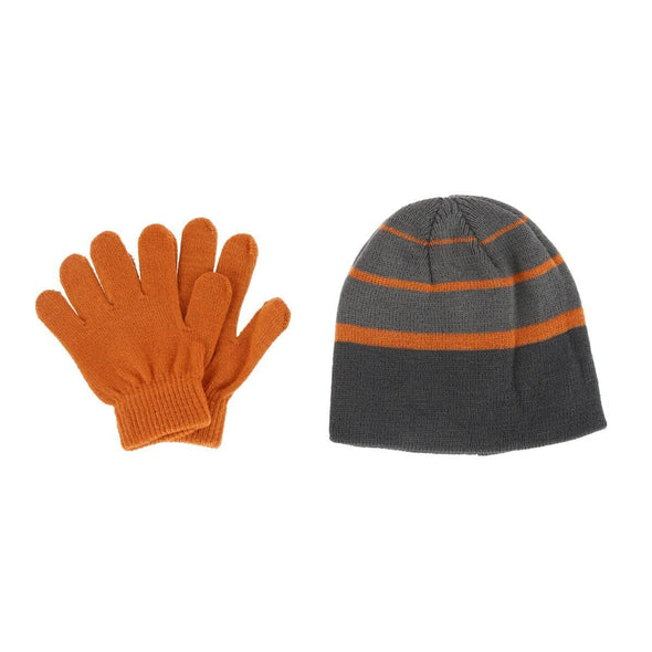Kids' 4-7 Striped 2-Piece Winter Beanie and Glove Set