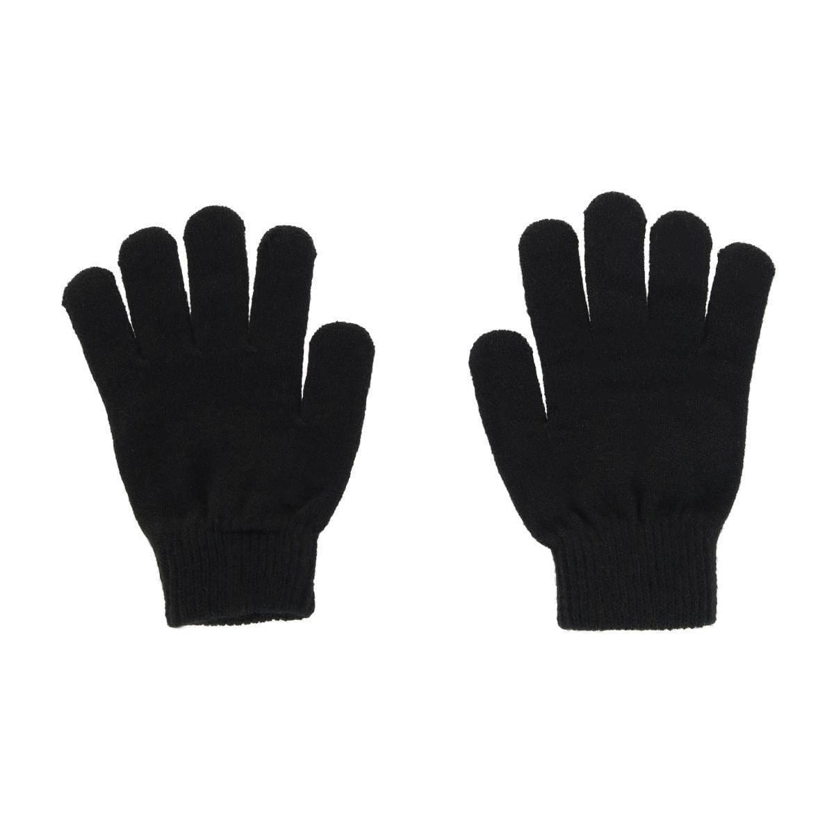 Grand Sierra Kids' 8-12 Striped 2-Piece Winter Beanie and Glove Set - Black