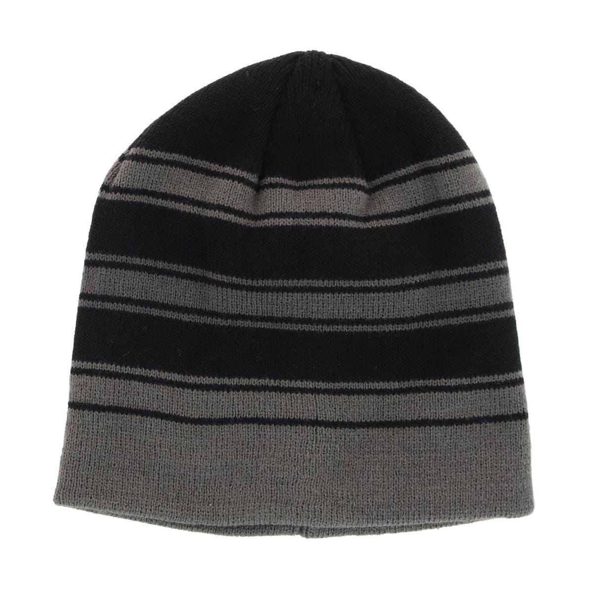 Grand Sierra Kids' 8-12 Striped 2-Piece Winter Beanie and Glove Set - Black