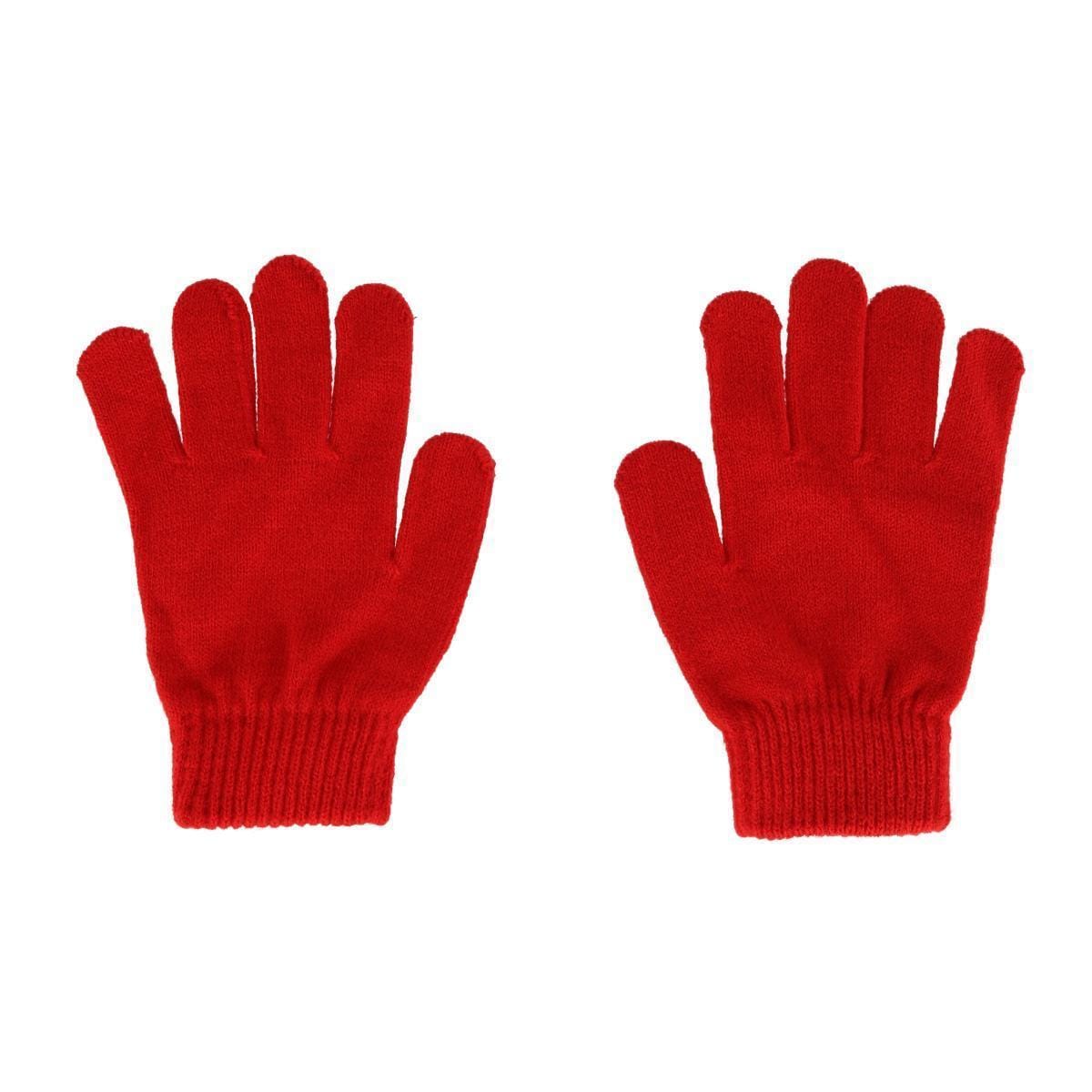 Grand Sierra Kids' 8-12 Striped 2-Piece Winter Beanie and Glove Set - Red