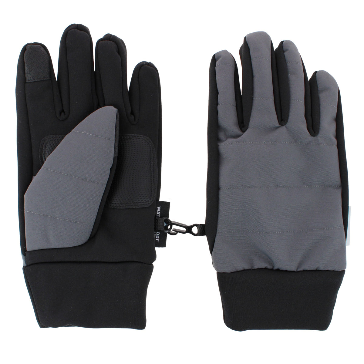 Grand Sierra Men's Quilted Softshell Waterproof Touchscreen Winter Gloves - Gray