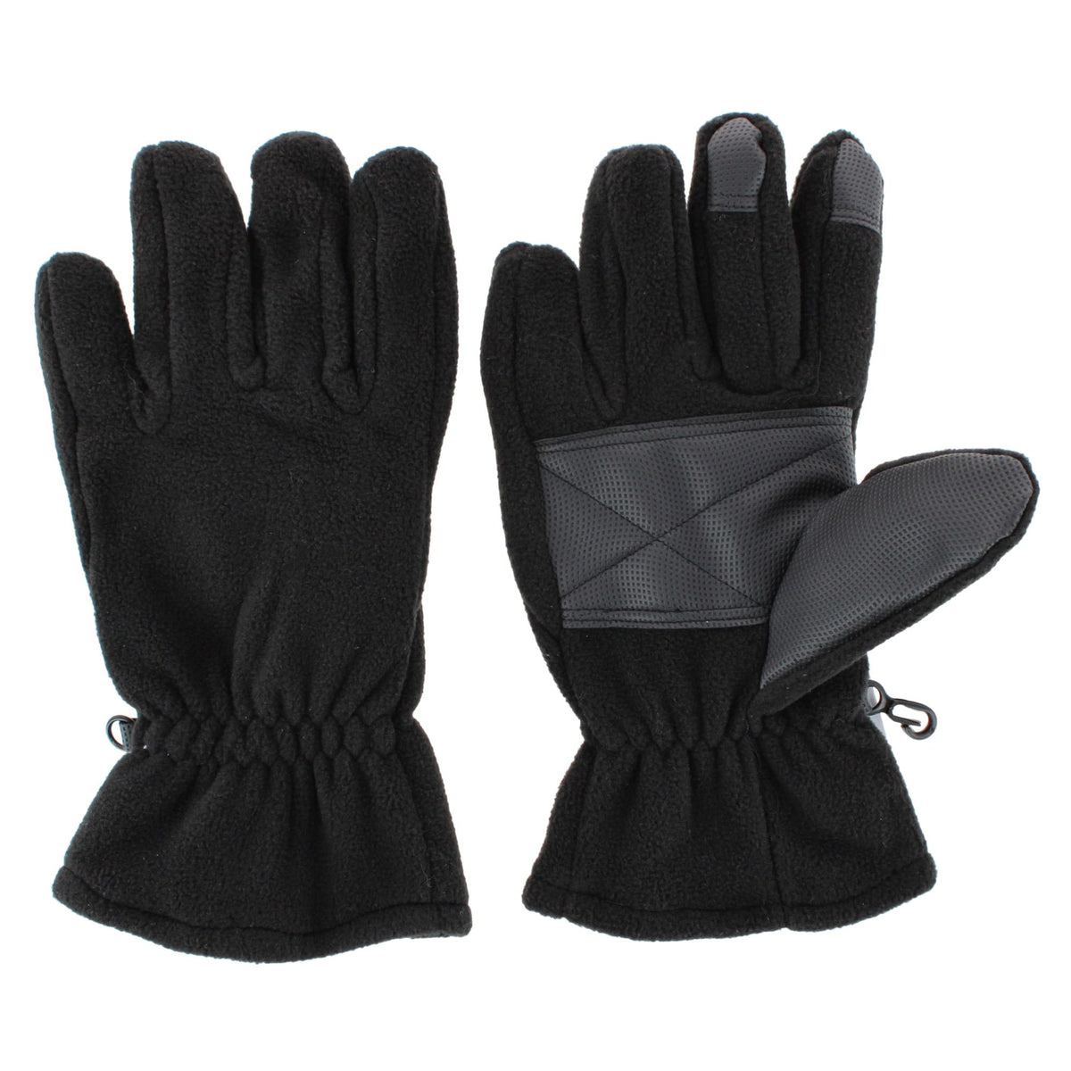 Grand Sierra Men's Sport Microfleece Winter Gloves with Grip Black Navy Gray - Black