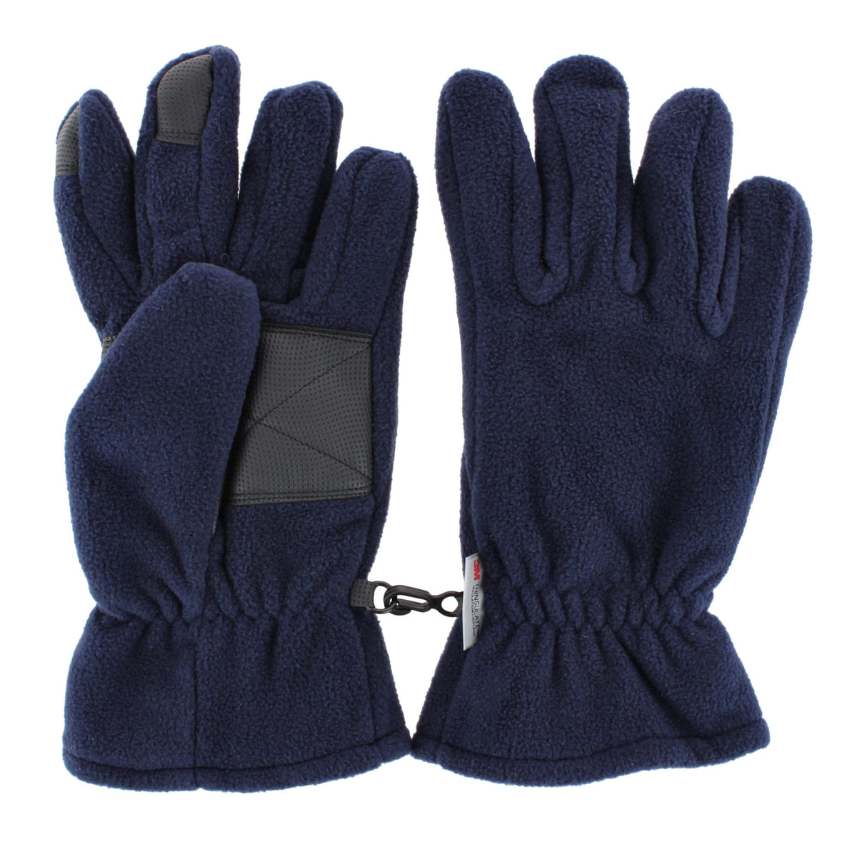 Grand Sierra Men's Sport Microfleece Winter Gloves with Grip Black Navy Gray - Navy