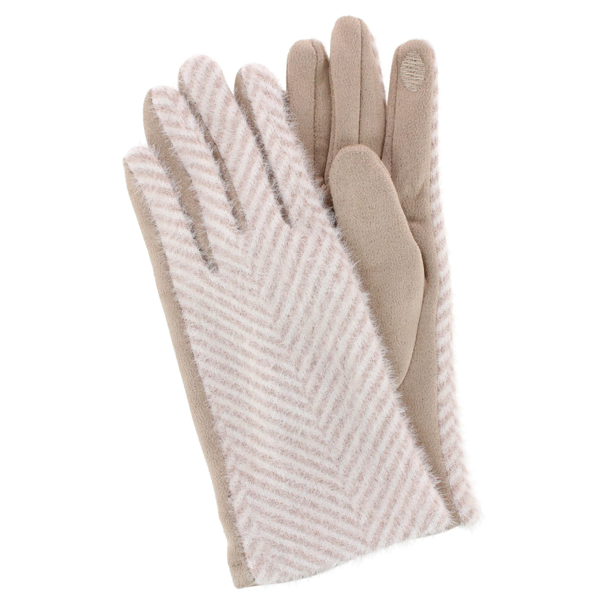 Grand Sierra Women's Touchscreen Chevron Winter Driving Gloves - Tan