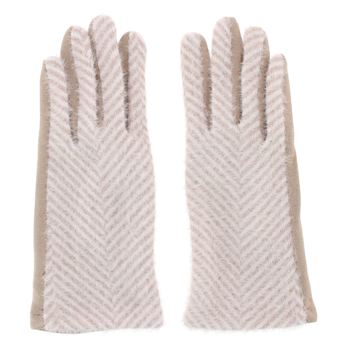 Grand Sierra Women's Touchscreen Chevron Winter Driving Gloves - Tan