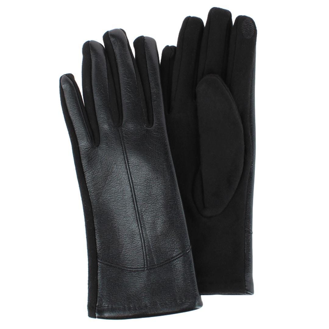 Grand Sierra Women's Faux Leather Touschreen Winter Driving Gloves - Black
