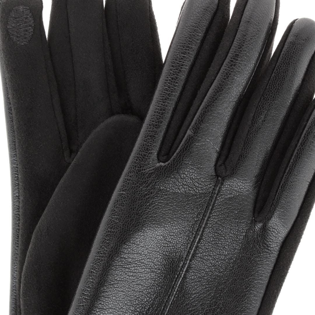 Grand Sierra Women's Faux Leather Touschreen Winter Driving Gloves - Black
