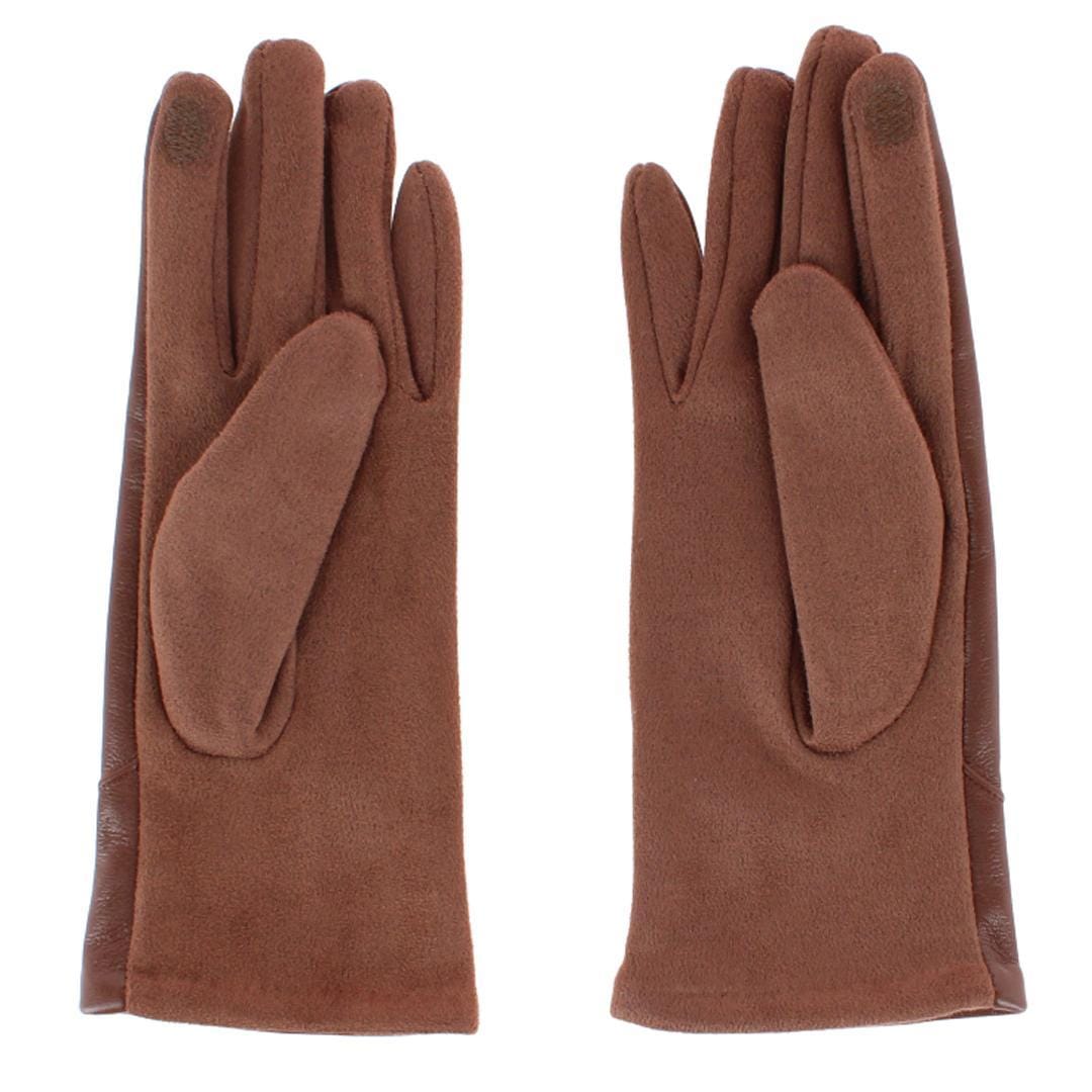 Grand Sierra Women's Faux Leather Touschreen Winter Driving Gloves - Brown