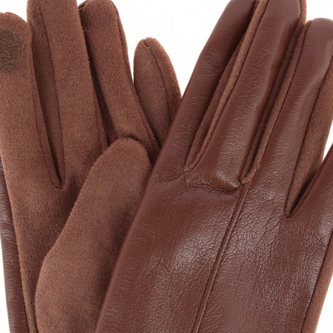 Grand Sierra Women's Faux Leather Touschreen Winter Driving Gloves - Brown