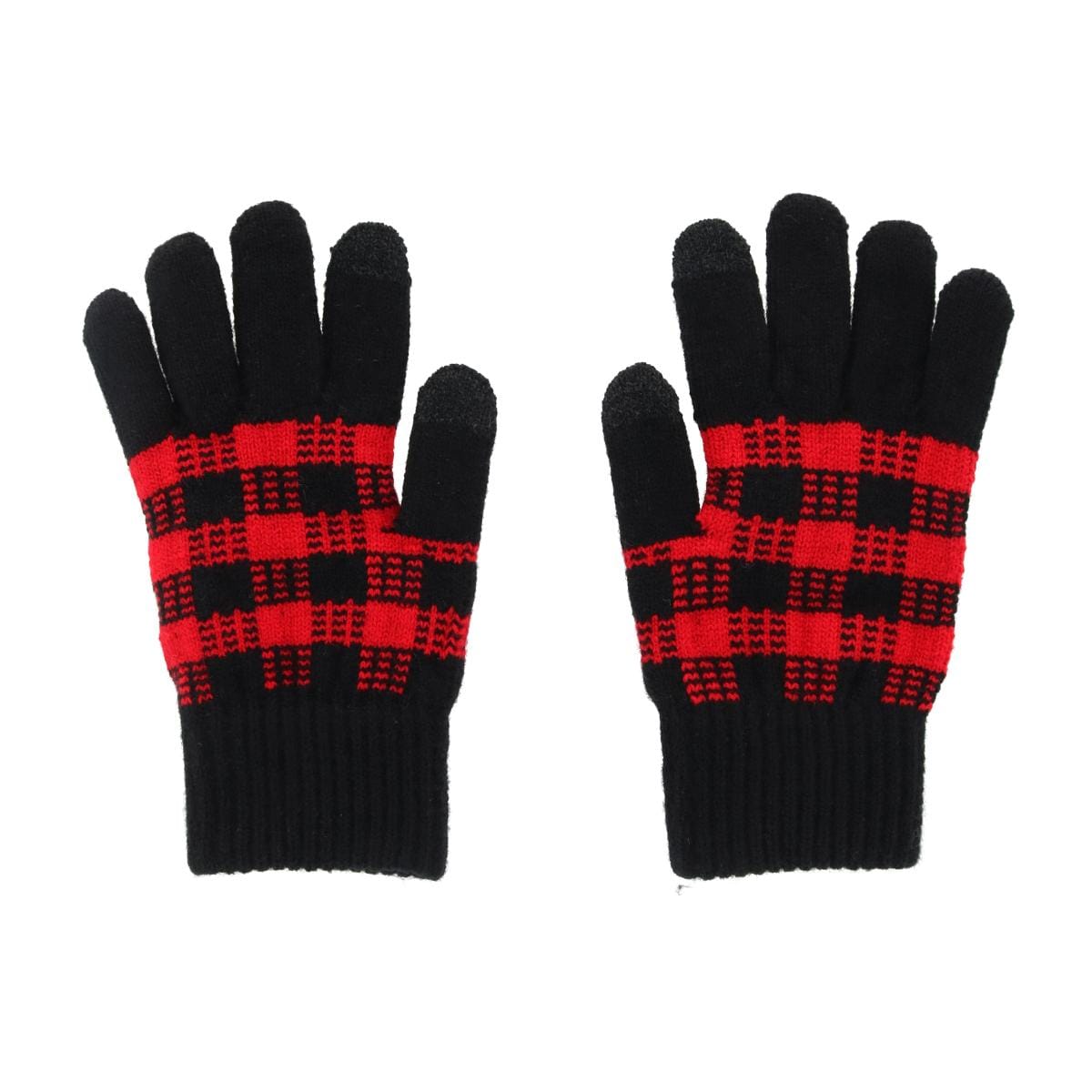 Grand Sierra Women's Touchscreen Buffalo Plaid Knit Winter Glove - Red