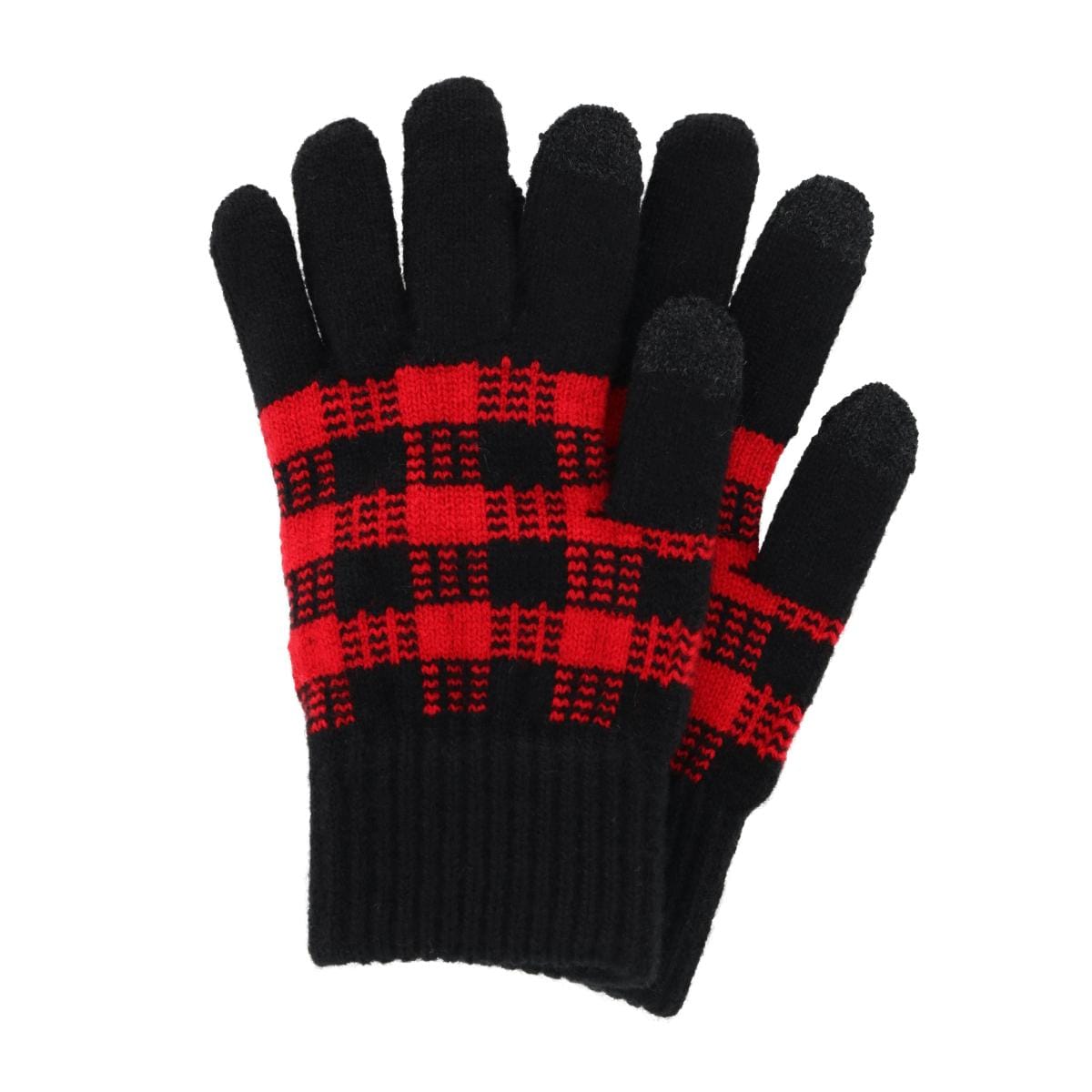 Grand Sierra Women's Touchscreen Buffalo Plaid Knit Winter Glove - Red
