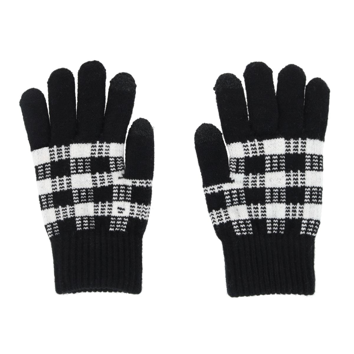 Grand Sierra Women's Touchscreen Buffalo Plaid Knit Winter Glove - White