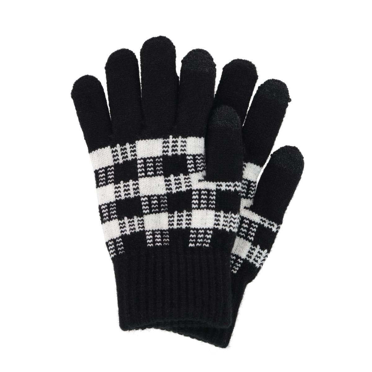 Grand Sierra Women's Touchscreen Buffalo Plaid Knit Winter Glove - White