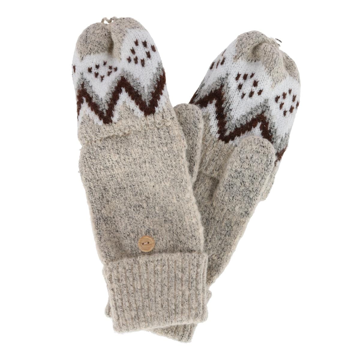 Grand Sierra Women's Convertible Winter Knit Fingerless Glove to Mitten - Beige