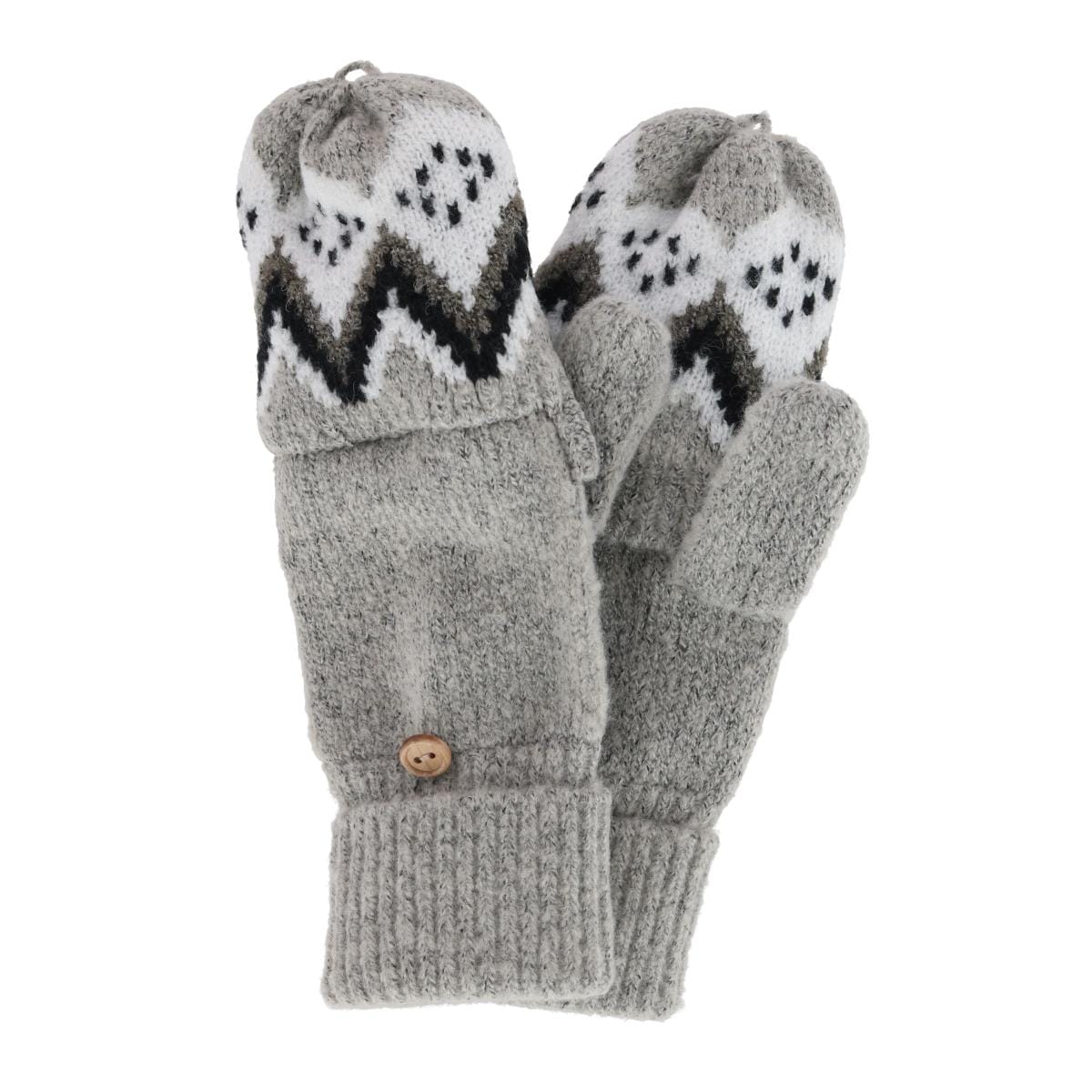 Grand Sierra Women's Convertible Winter Knit Fingerless Glove to Mitten - Gray
