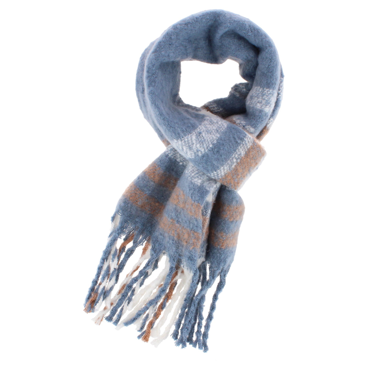 Grand Sierra Women's Brushed Yarn Plaid Winter Scarf - Blue
