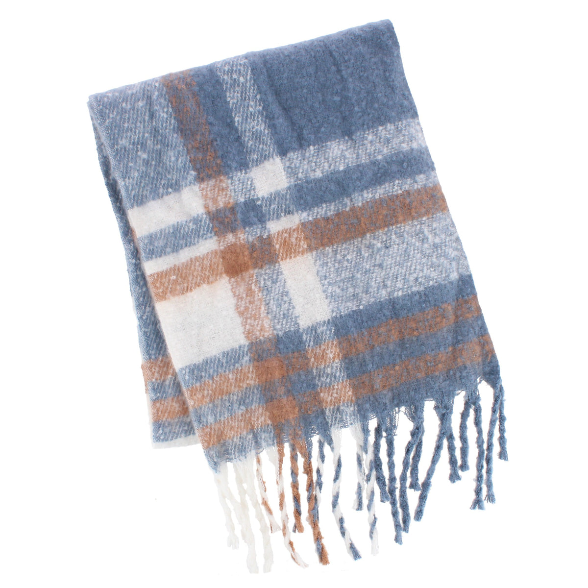 Grand Sierra Women's Brushed Yarn Plaid Winter Scarf - Blue