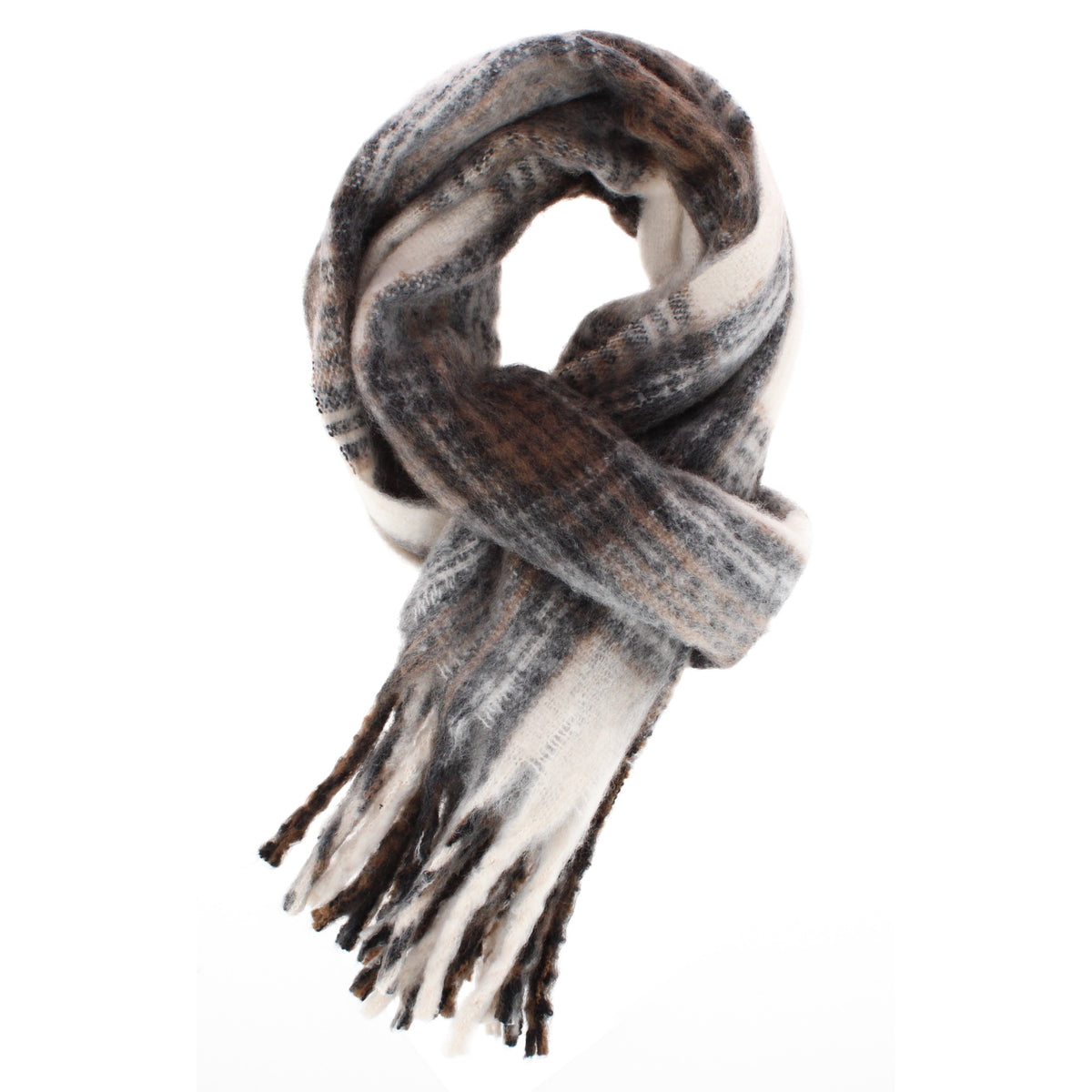 Grand Sierra Women's Brushed Yarn Plaid Winter Scarf - White