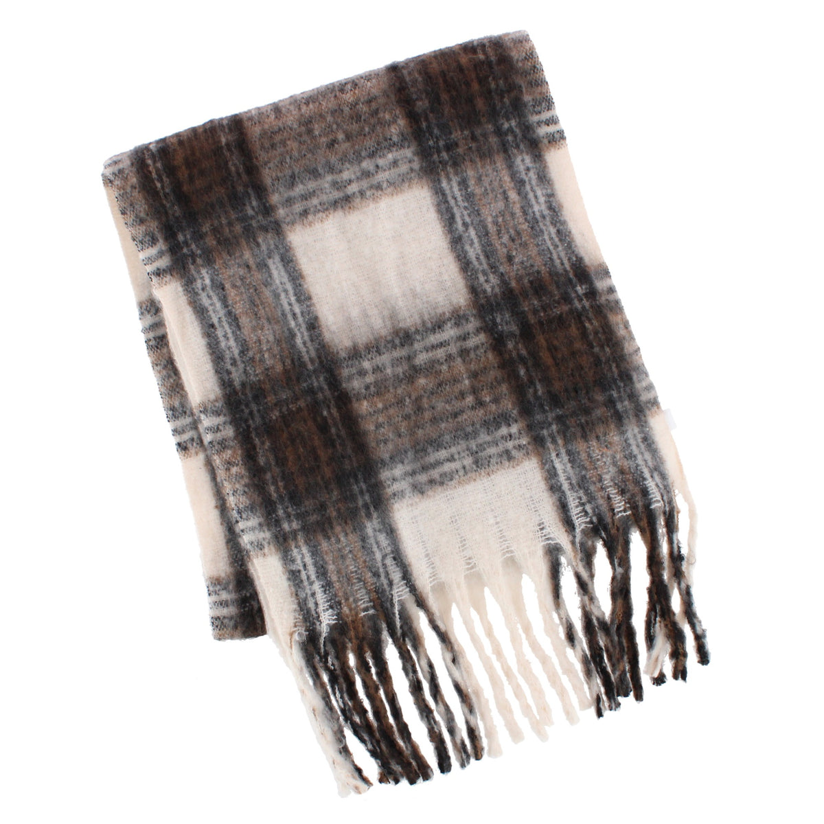 Grand Sierra Women's Brushed Yarn Plaid Winter Scarf - White