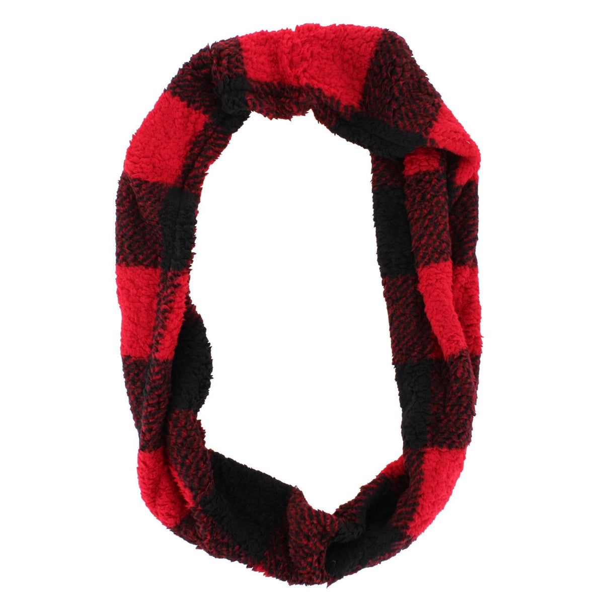 Grand Sierra Women's Plaid Faux Fleece Infinity Winter Scarf - Red