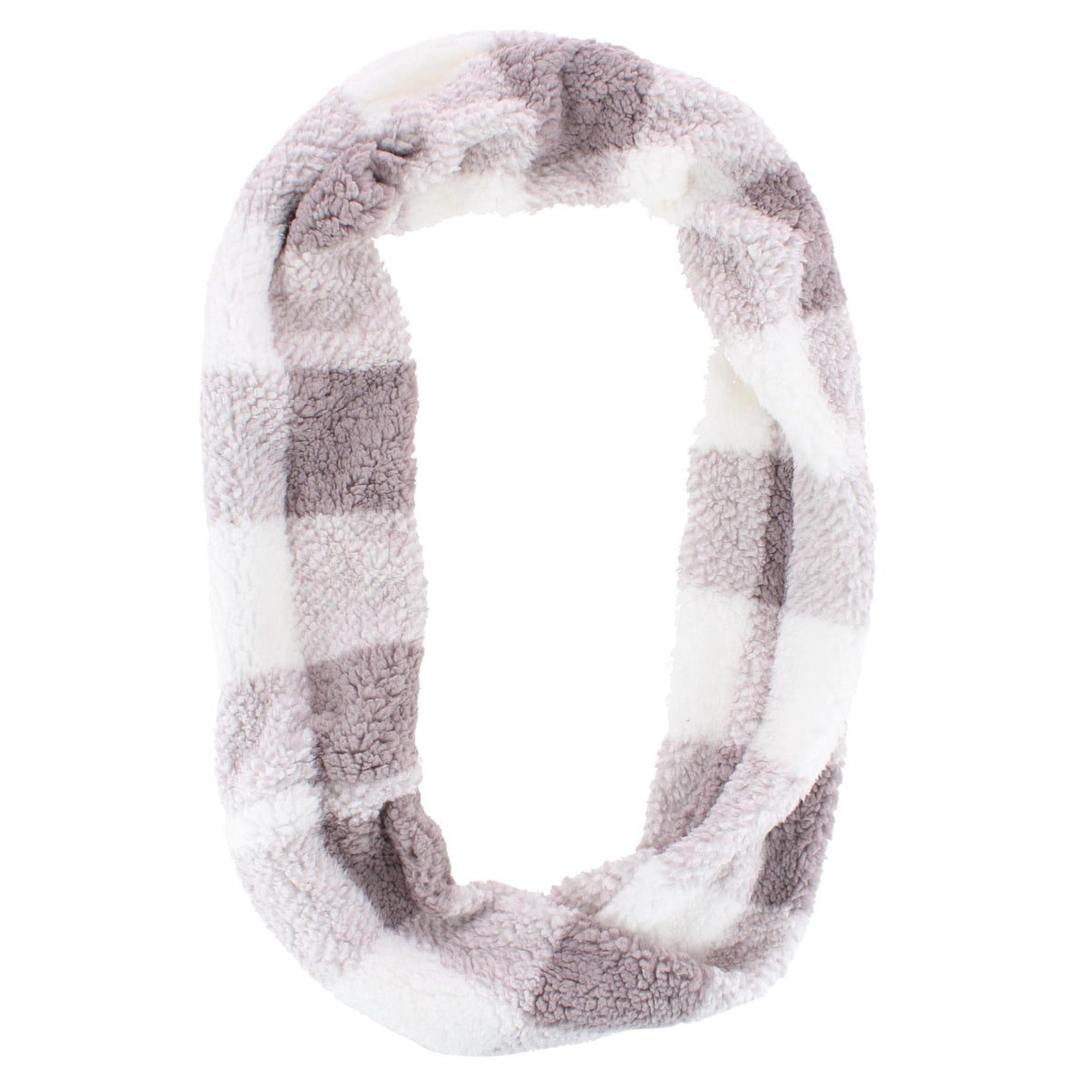 Grand Sierra Women's Plaid Faux Fleece Infinity Winter Scarf - White