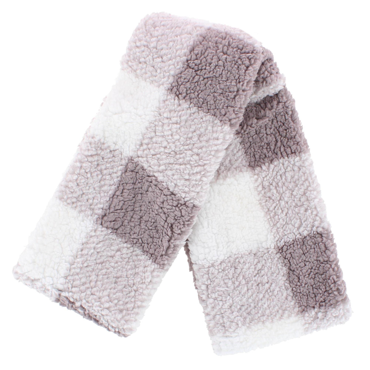 Grand Sierra Women's Plaid Faux Fleece Infinity Winter Scarf - White