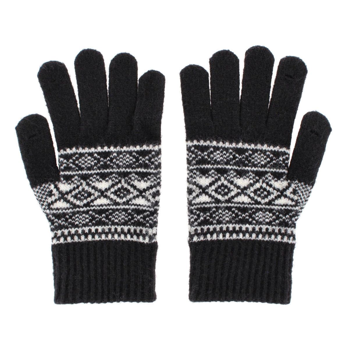 Grand Sierra Women's Heathered FairIsle Knit Winter Gloves - Black
