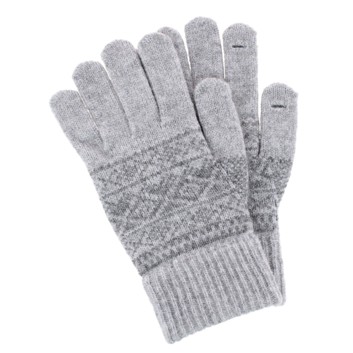 Grand Sierra Women's Heathered FairIsle Knit Winter Gloves - Gray