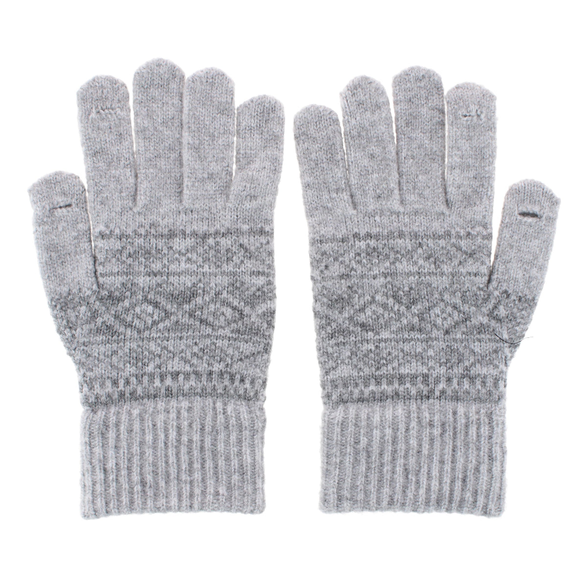 Grand Sierra Women's Heathered FairIsle Knit Winter Gloves - Gray