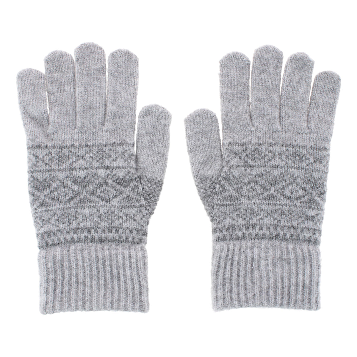 Grand Sierra Women's Heathered FairIsle Knit Winter Gloves - Gray
