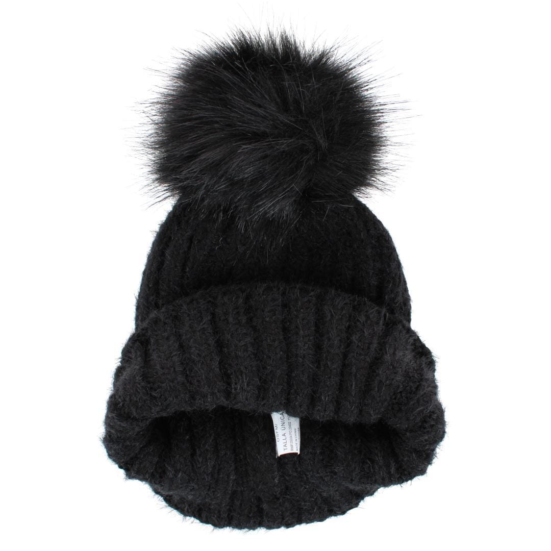 Grand Sierra Women's Ribbed Knit Winter Beanie Hat - Black