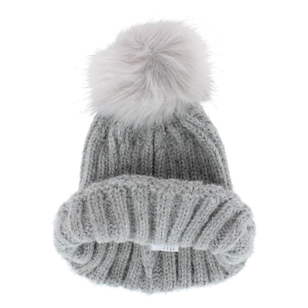 Grand Sierra Women's Ribbed Knit Winter Beanie Hat - Grey