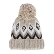 Women's Winter Pattern Boucle Beanie Pom Hat