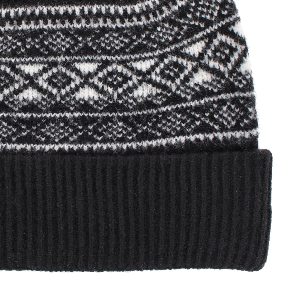 Grand Sierra Women's Heathered FairIsle Knit Winter Beanie Cuff Hat - Black