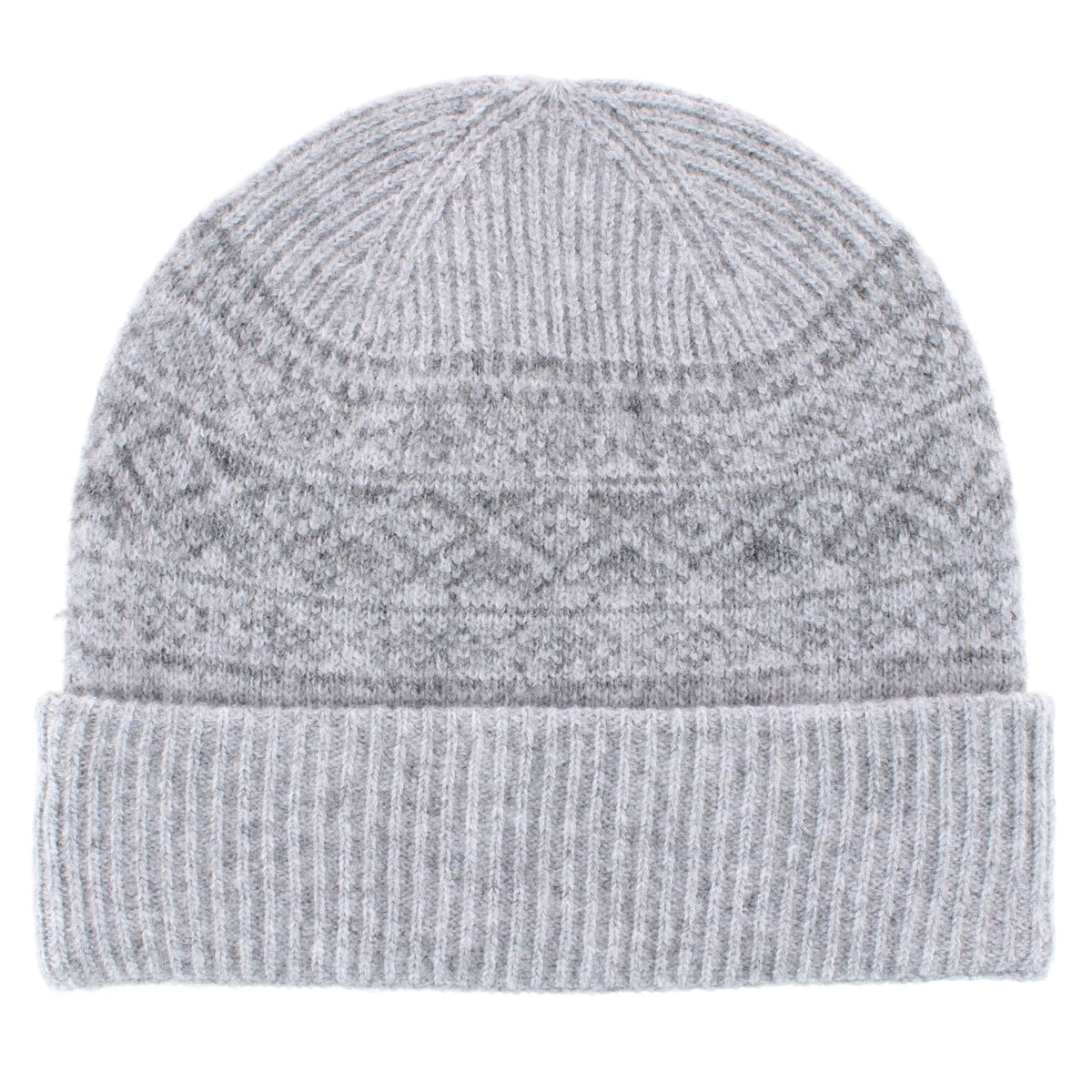 Grand Sierra Women's Heathered FairIsle Knit Winter Beanie Cuff Hat - Gray