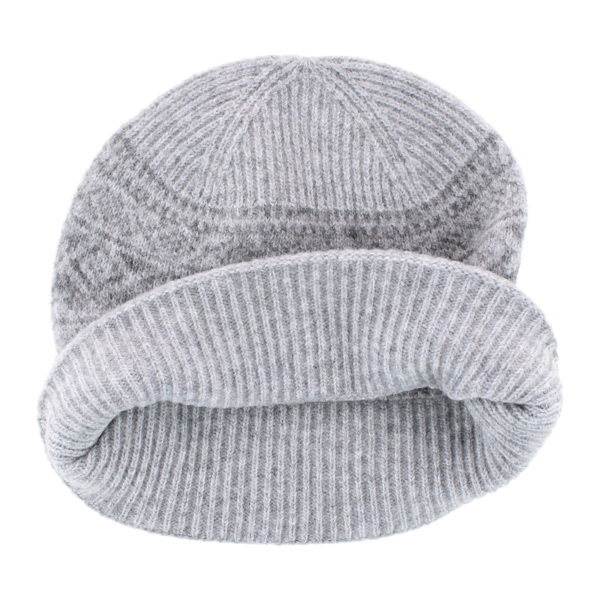 Grand Sierra Women's Heathered FairIsle Knit Winter Beanie Cuff Hat - Gray