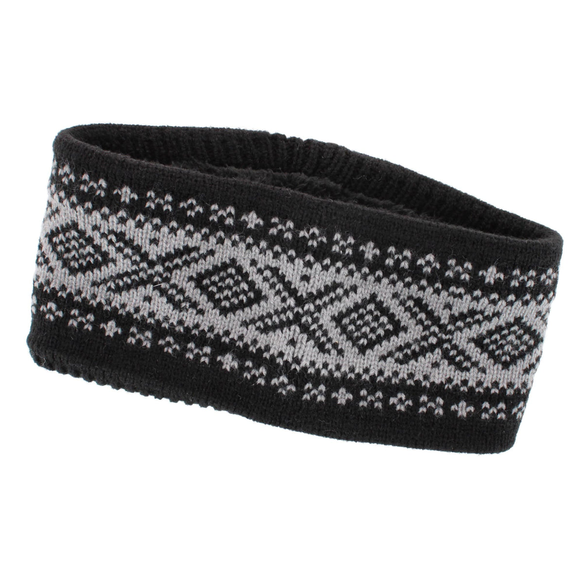 Grand Sierra Women's Plush Lined FairIsle Knit Winter Headband - Black