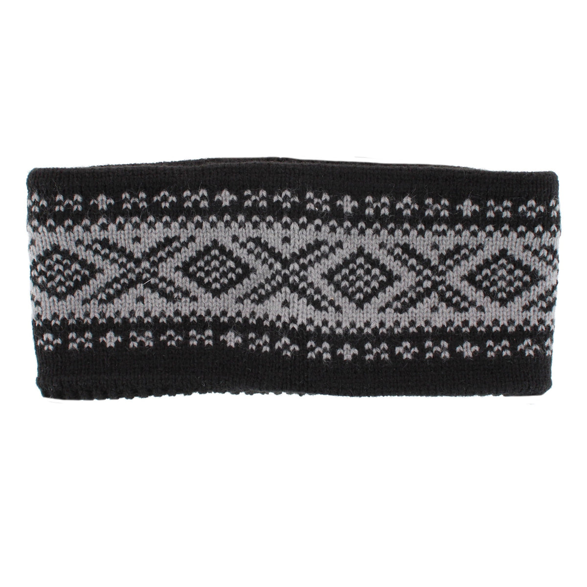 Grand Sierra Women's Plush Lined FairIsle Knit Winter Headband - Black