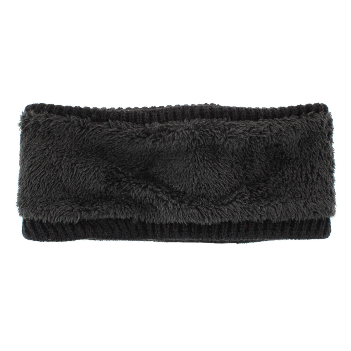 Grand Sierra Women's Plush Lined FairIsle Knit Winter Headband - Black