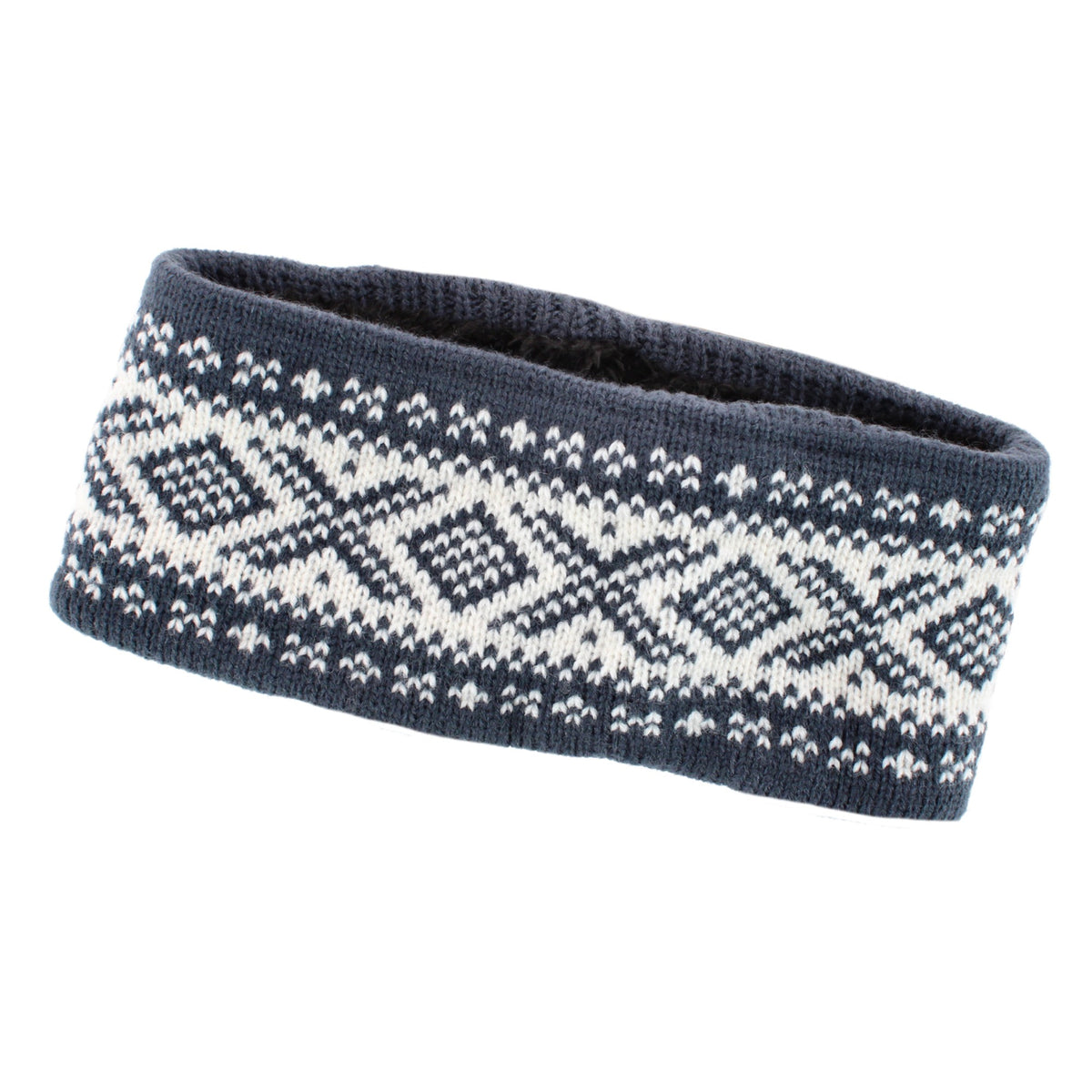 Grand Sierra Women's Plush Lined FairIsle Knit Winter Headband - Blue