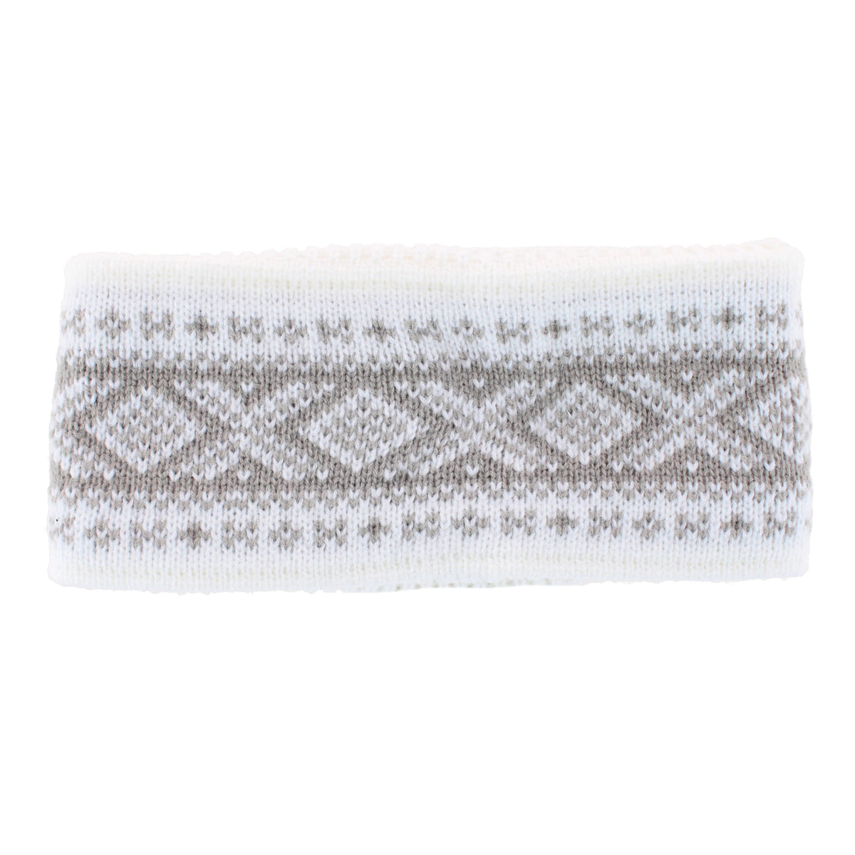 Grand Sierra Women's Plush Lined FairIsle Knit Winter Headband - White