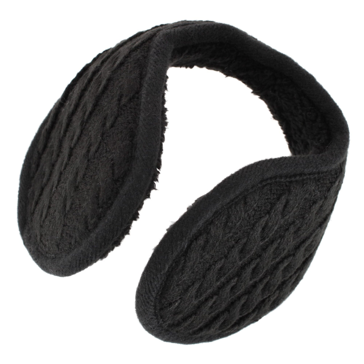 Grand Sierra Women's Cable Knit Plush Lined Ear Warmer - Black
