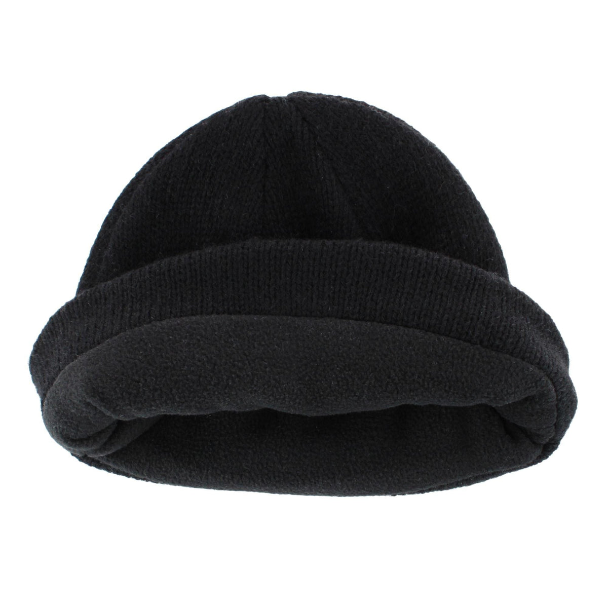 Grand Sierra Men's Ragg Wool Fleece Lined Winter Beanie Cuff Cap - Black