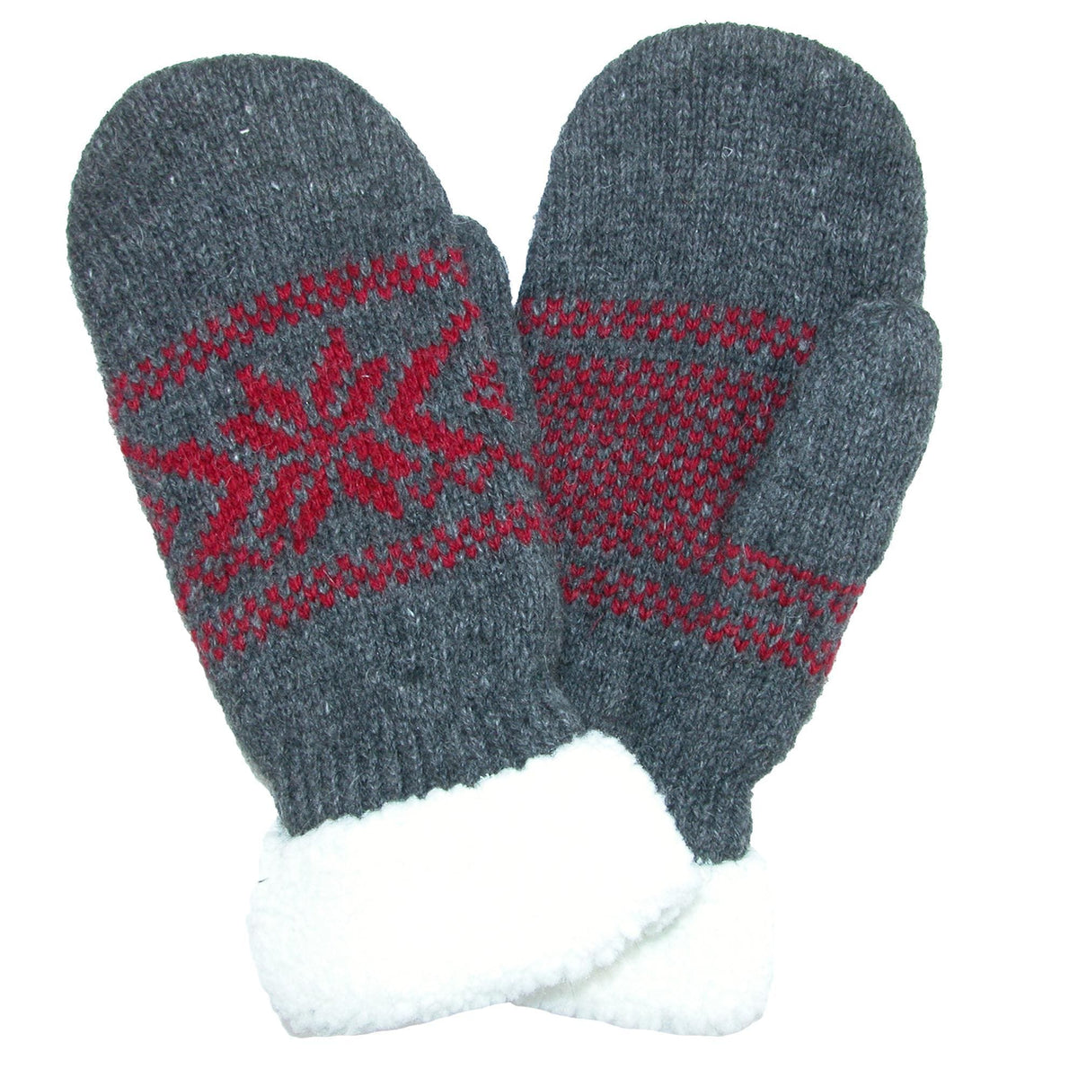 Grand Sierra Women's Ragg Wool Snowflake Mitten - Dark Grey