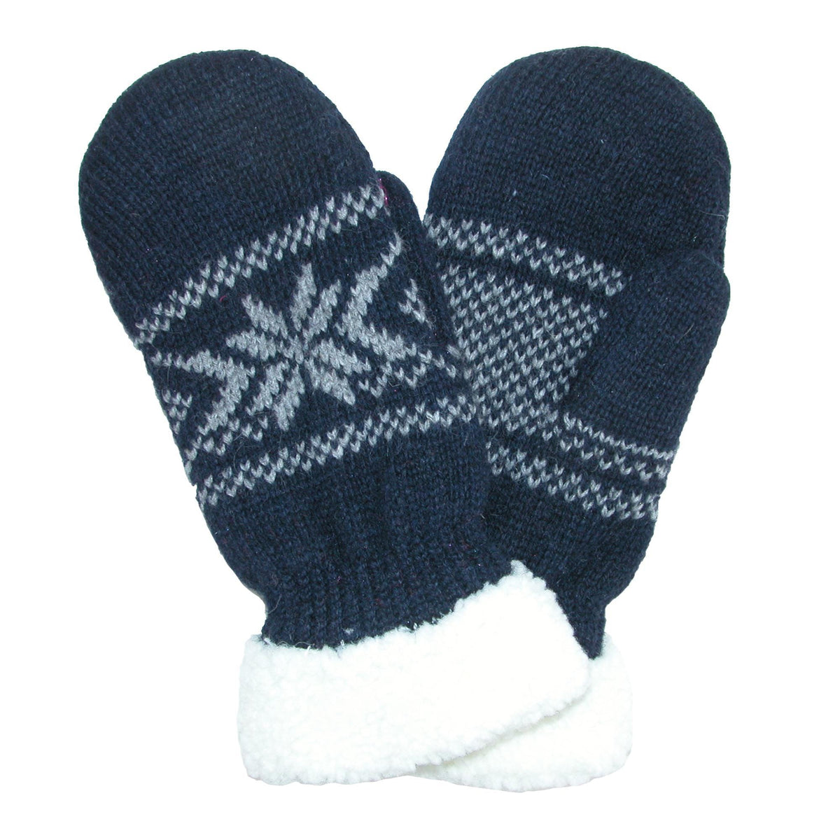 Grand Sierra Women's Ragg Wool Snowflake Mitten - Navy